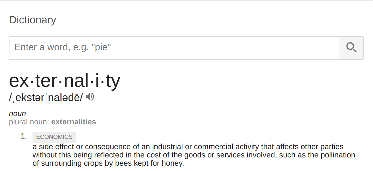 Google-supplied definition of externality