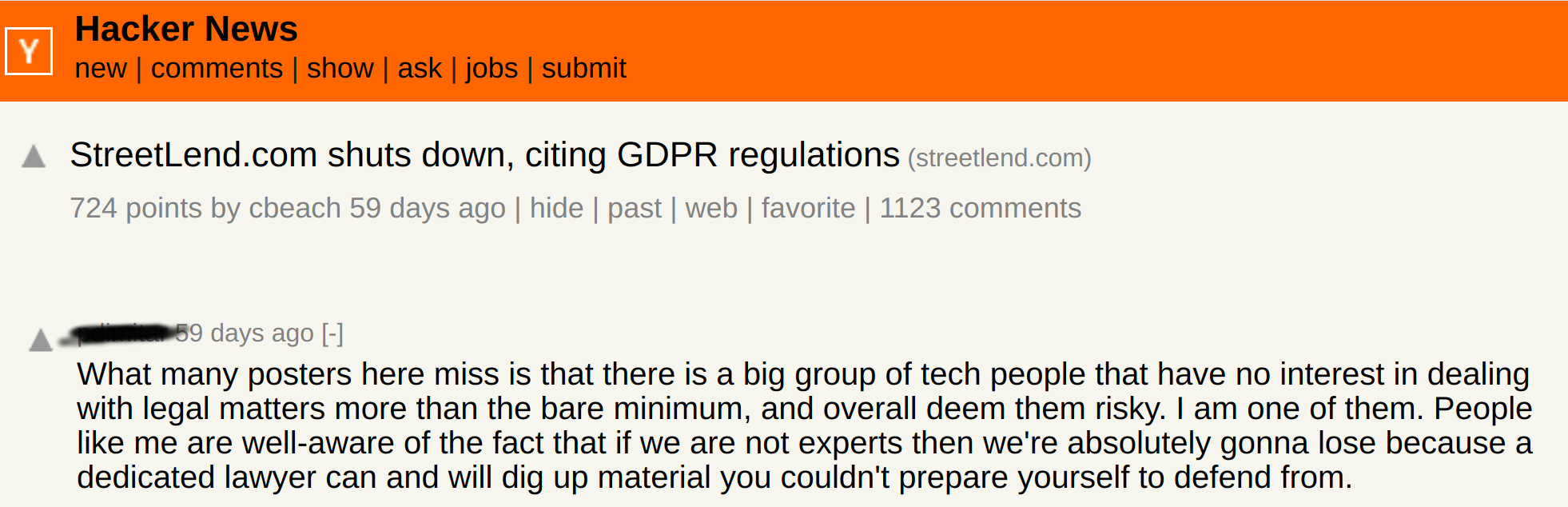 screenshot of childish HackerNews comment