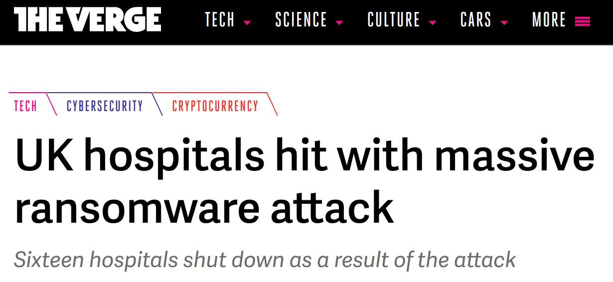 The Verge: UK hospitals hit with massive ransomware attack